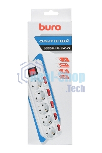 Сетевой фильтр Buro 500SH-1.8-SW-W 1.8 м (5 розеток) белый (коробка)