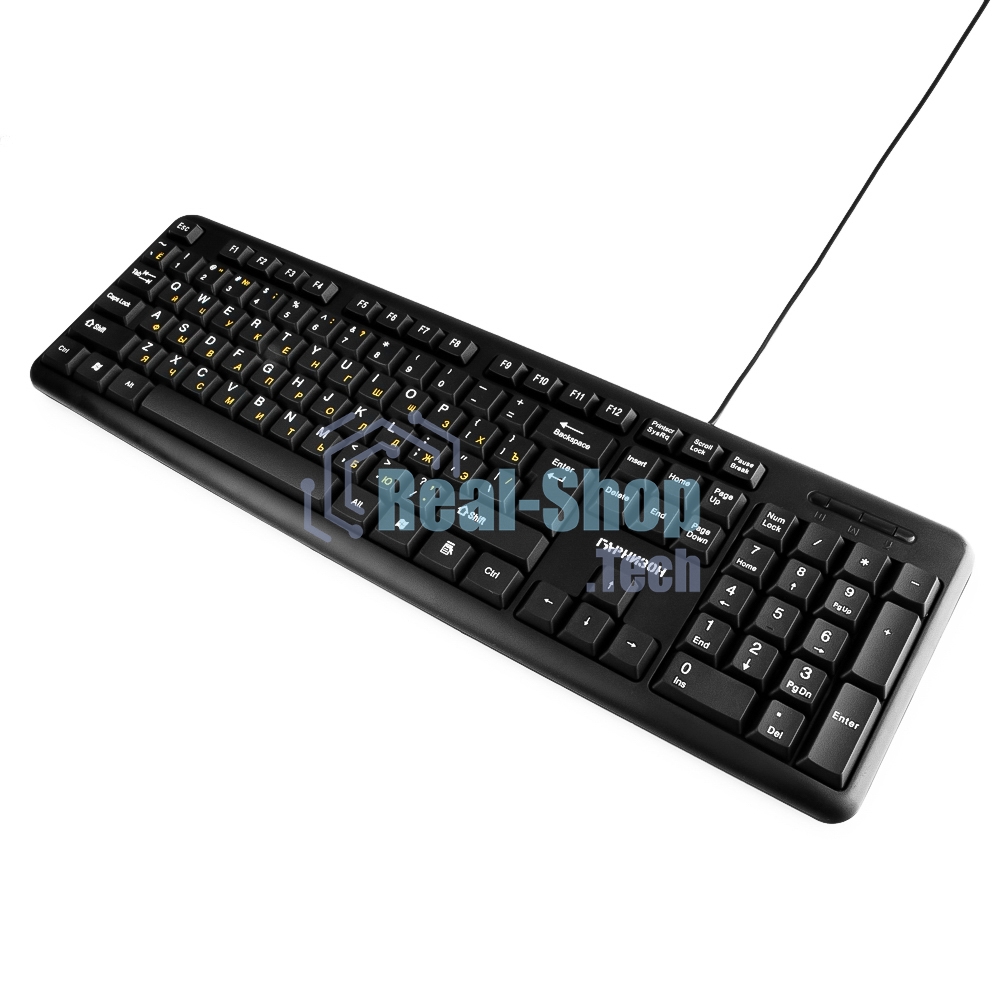Клавиатура проводная Гарнизон GK-100XL, USB, черный, кабель 2м
