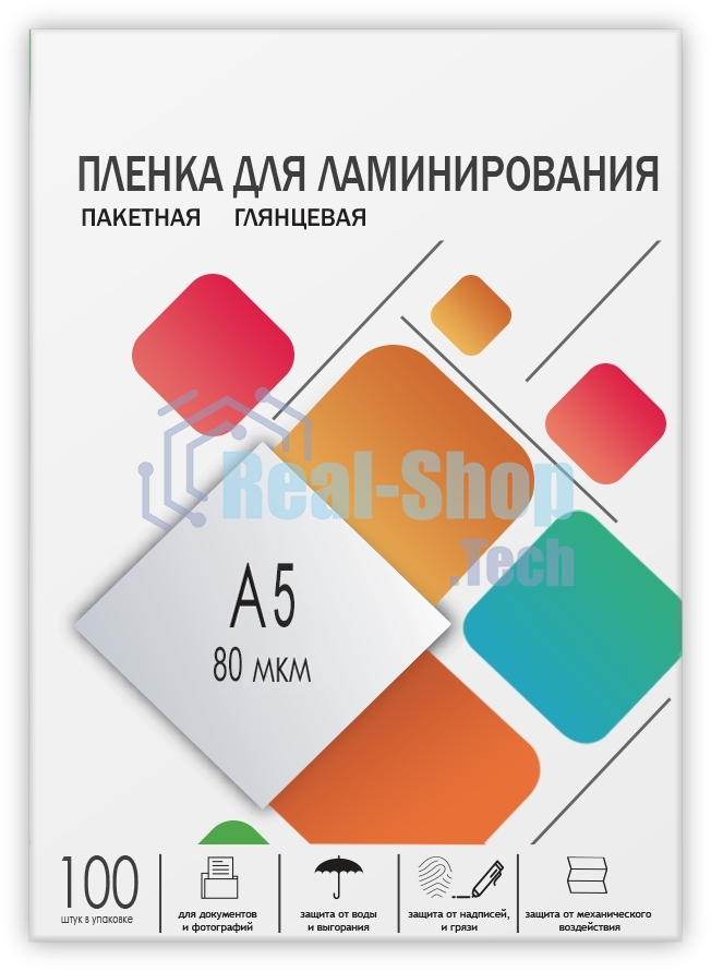 Пленка для ламинирования A5, 154х216 (80 мкм) глянцевая 100 шт, Гелеос LPA5-80