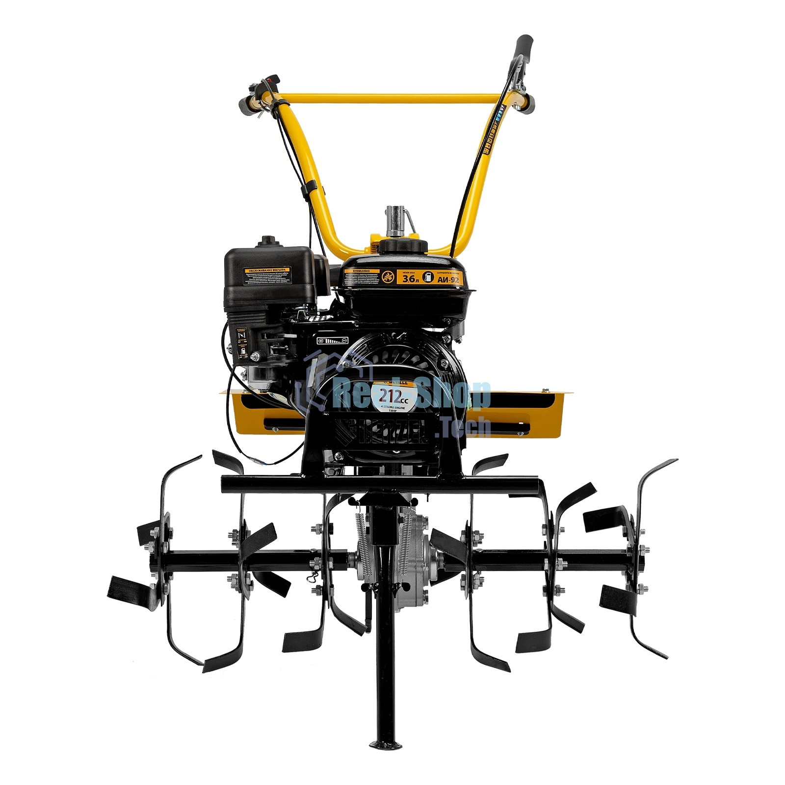 Мотоблок Denzel DPT-370X 7 л.с., диск.сцеп, шир 90 см, глуб 35 см, фрез 3х4, ВОМ, передачи 3В/1Н