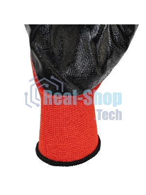 Перчатки Stels полиэфирные с черным нитрильным покрытием, размер 9, 13 класс вязки