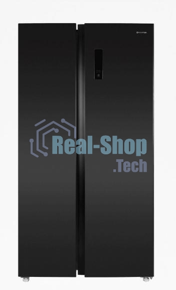 Холодильник Maunfeld MFF177NFSB черный глянц. двухкамерный 263/170л морозилка сбоку, No Frost, Side by Side