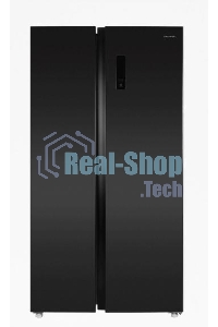 Холодильник Maunfeld MFF177NFSB черный глянц. двухкамерный 263/170л морозилка сбоку, No Frost, Side by Side