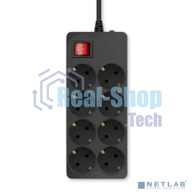 Сетевой фильтр Buro 800SH-5-B 5 м (8 розеток) черный (коробка)