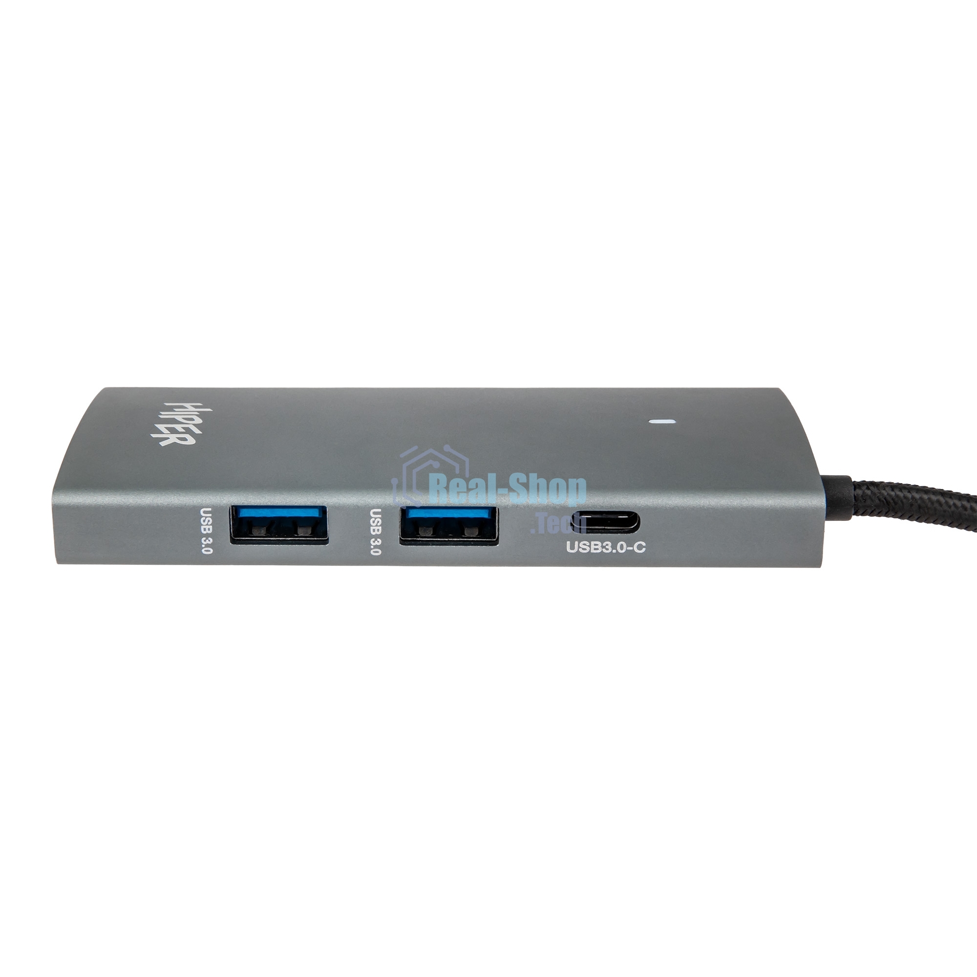 USB-концентратор HIPER Docking station USB-C HUB 6in1 (1*USB-C 100W PD, 1*HDMI 4K@60Hz, 2*USB-A 3.0 (5Gbps data), 1*USB-C 3.0 (5Gbps data), 1*RJ45 Gb)