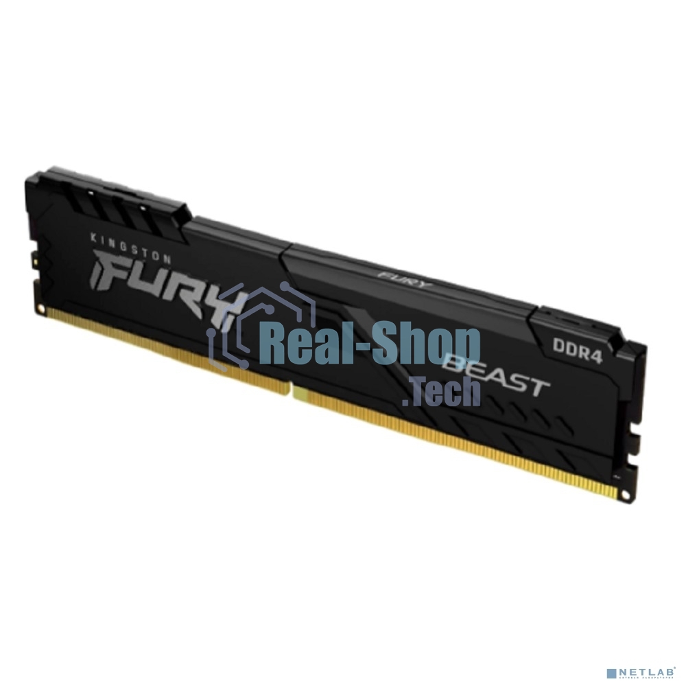 Оперативная память Kingston Fury Beast Black, DDR4, 8GB (1x8GB), 3200MHz, CL16, с радиатором, черный