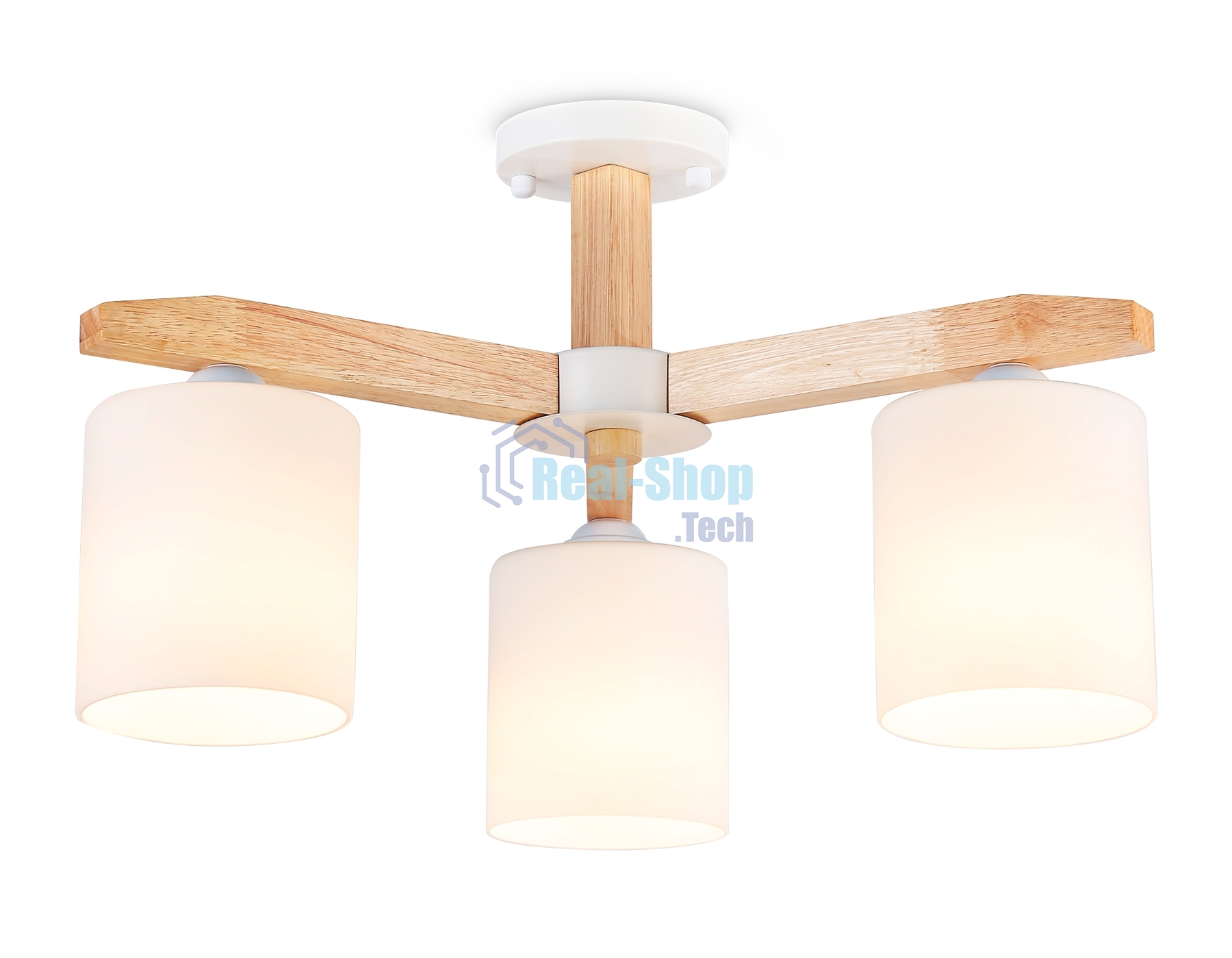 Светильник Ambrella light TR83112/3 WH/LW белый/светлое дерево E27/3 max 40W D580*320
