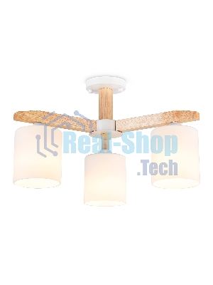 Светильник Ambrella light TR83112/3 WH/LW белый/светлое дерево E27/3 max 40W D580*320