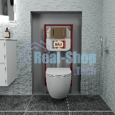 Комплект BAU 6 в 1: рамная инсталляция, унитаз подвесной безободковый Bau Dream 53, сиденье дюропласт микролифт, кнопка смыва BAU Stil, бронза