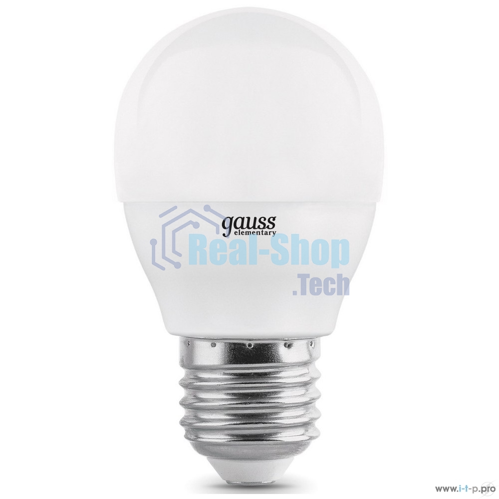 Лампа светодиодная Gauss LED Elementary Шар 7W E27 4100K 1/40 (3 лампы в упаковке)