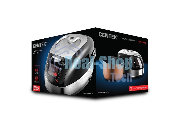 Мультиварка Centek CT-1472 Ceramic черный/сталь, 860 Вт, 5.0 л, LED, 21 программа