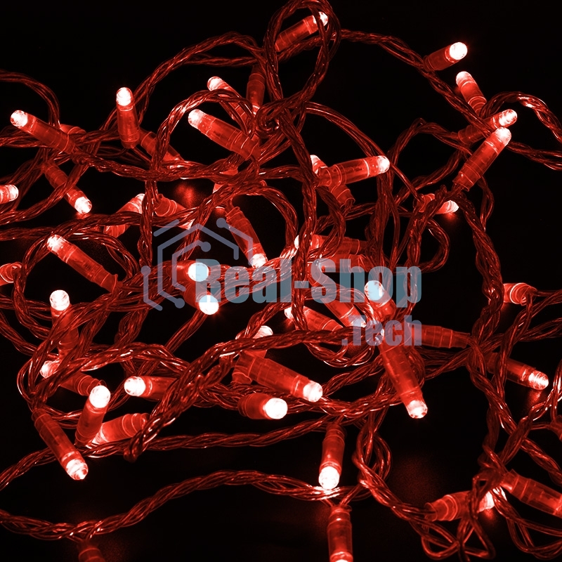 Гирлянда Neon-night Нить 10м, эффект мерцания (каждый 5-ый), прозрачный ПВХ, 230В, Красный