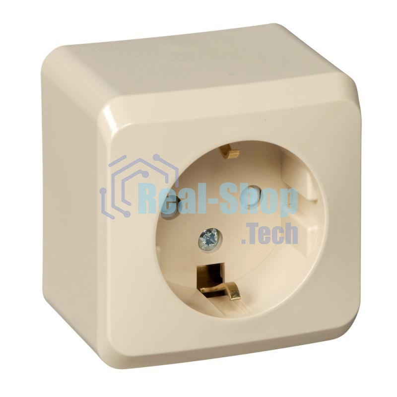 Розетка 1-м ОП Этюд 16А защ. шторки с заземл. крем. SchE PA16-004K