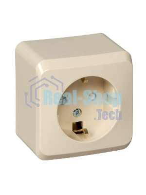 Розетка 1-м ОП Этюд 16А защ. шторки с заземл. крем. SchE PA16-004K