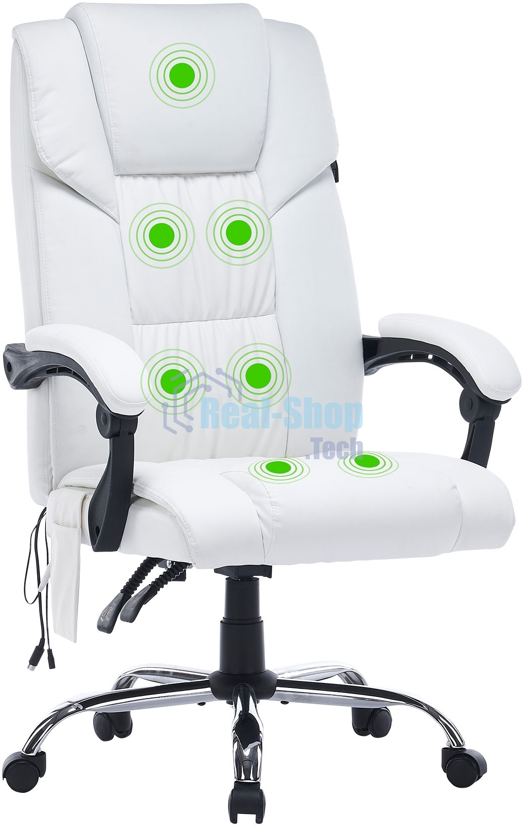 Кресло компьютерное Cactus CS-CHR-OC02M-WT белый, эко.кожа, крестов. сталь