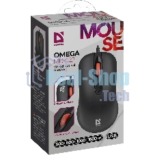 Мышь проводная Defender Omega MB-522 черный, 1600 dpi, USB, кнопки - 4