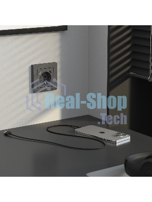 Розетка с заземлением, шторками и USB тип A+C (графит матовый)