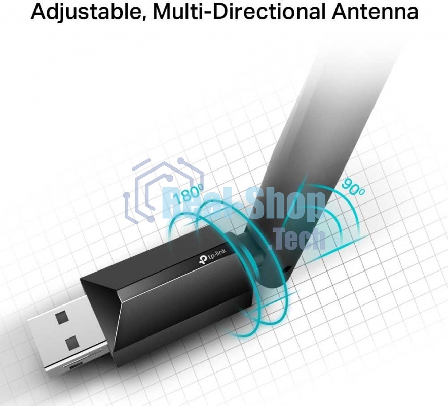 Беспроводный двухдиапазонный USB2.0 адаптер TP-Link Archer T2U Plus, 433 Мбит/с + 200 Мбит/с
