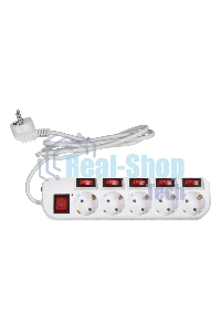 Сетевой фильтр Buro 500SH-1.8-SW-W 1.8 м (5 розеток) белый (коробка)