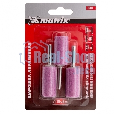 Шарошка абразивная Matrix, цилиндр удлин., 19 x 38 мм, хвостовик 6 мм, F46, 3шт.