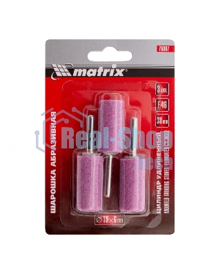 Шарошка абразивная Matrix, цилиндр удлин., 19 x 38 мм, хвостовик 6 мм, F46, 3шт.