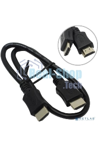 Кабель HDMI C-HM-HM-0.5M Wize,0.5 м, v.2.0, 19M/19M, позол.разъемы, экран, черный, пакет