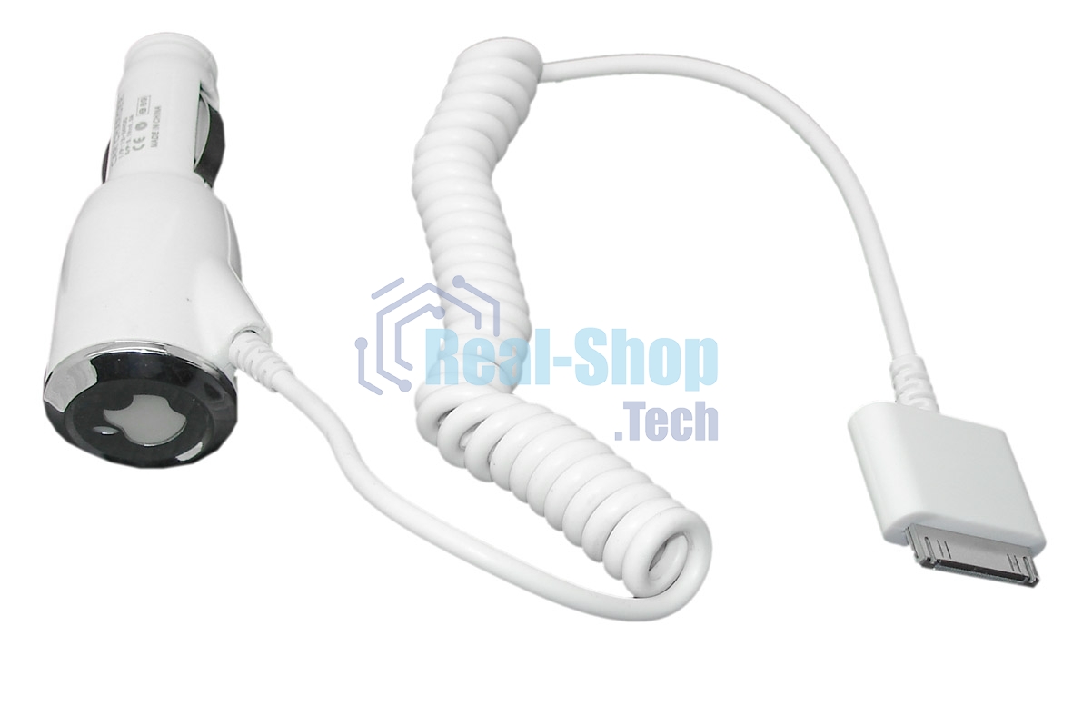 Автомобильная зарядка для Apple iPhone4s, iPhone4 (5V, 1A) белый