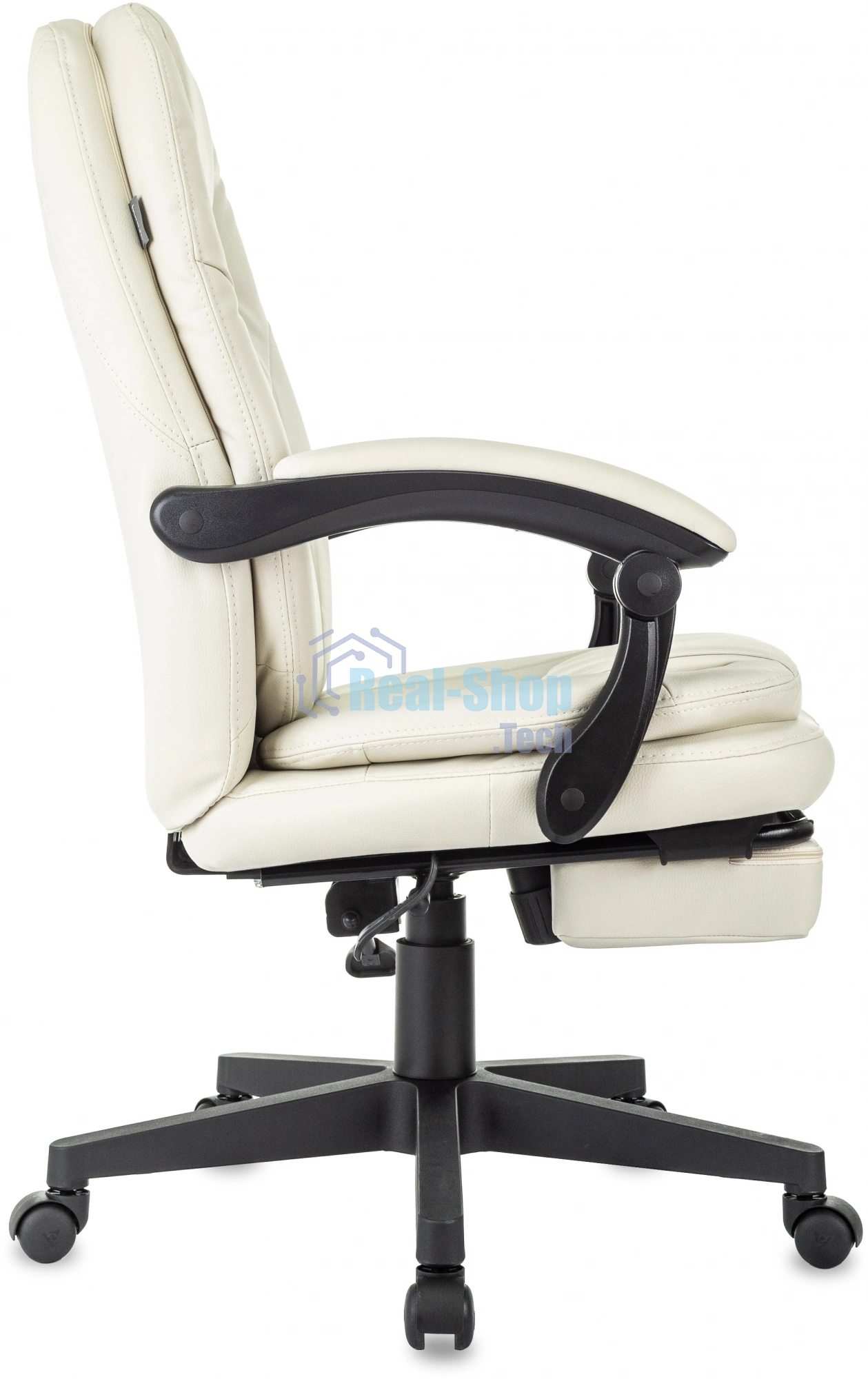 Кресло руководителя Бюрократ CH-868N-BF слоновая кость, эко.кожа, крестов. пластик, подст. для ног