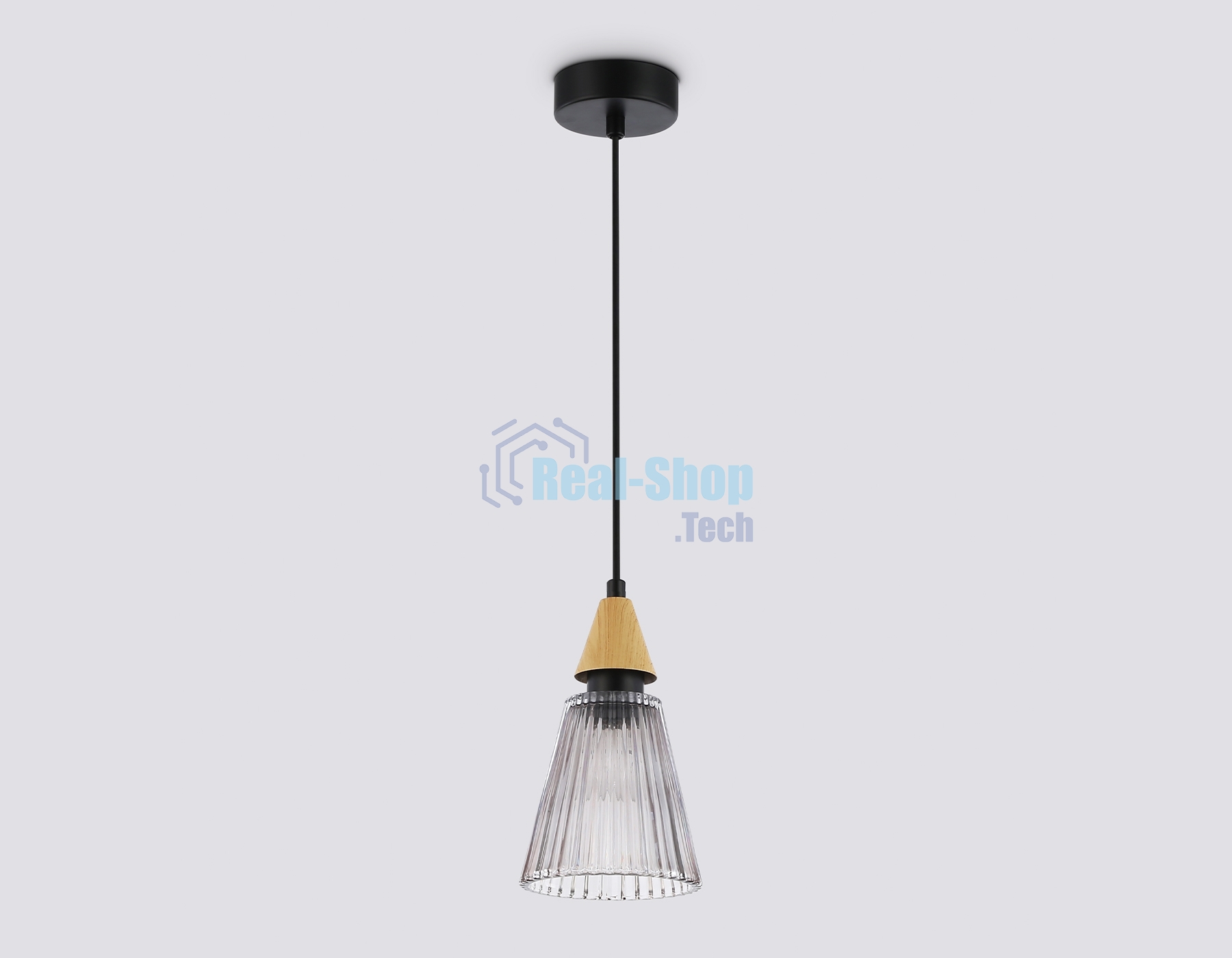 Светильник Ambrella light LH58111 BK/LW/SM черный/светлое дерево/дымчатый E14 max 40W D110*1500