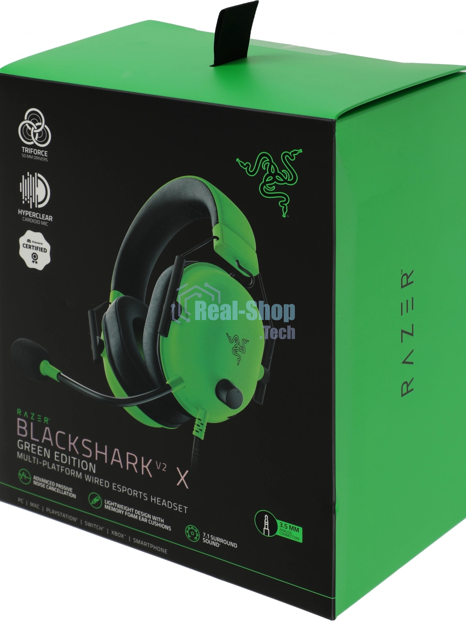 Гарнитура Razer Blackshark V2 X зеленый, проводная, 3.5 мм
