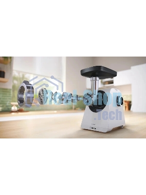 Мясорубка электрическая Bosch MFWS420W белый, 1900 Вт, 2.5 кг/мин, реверс, насадки - 3