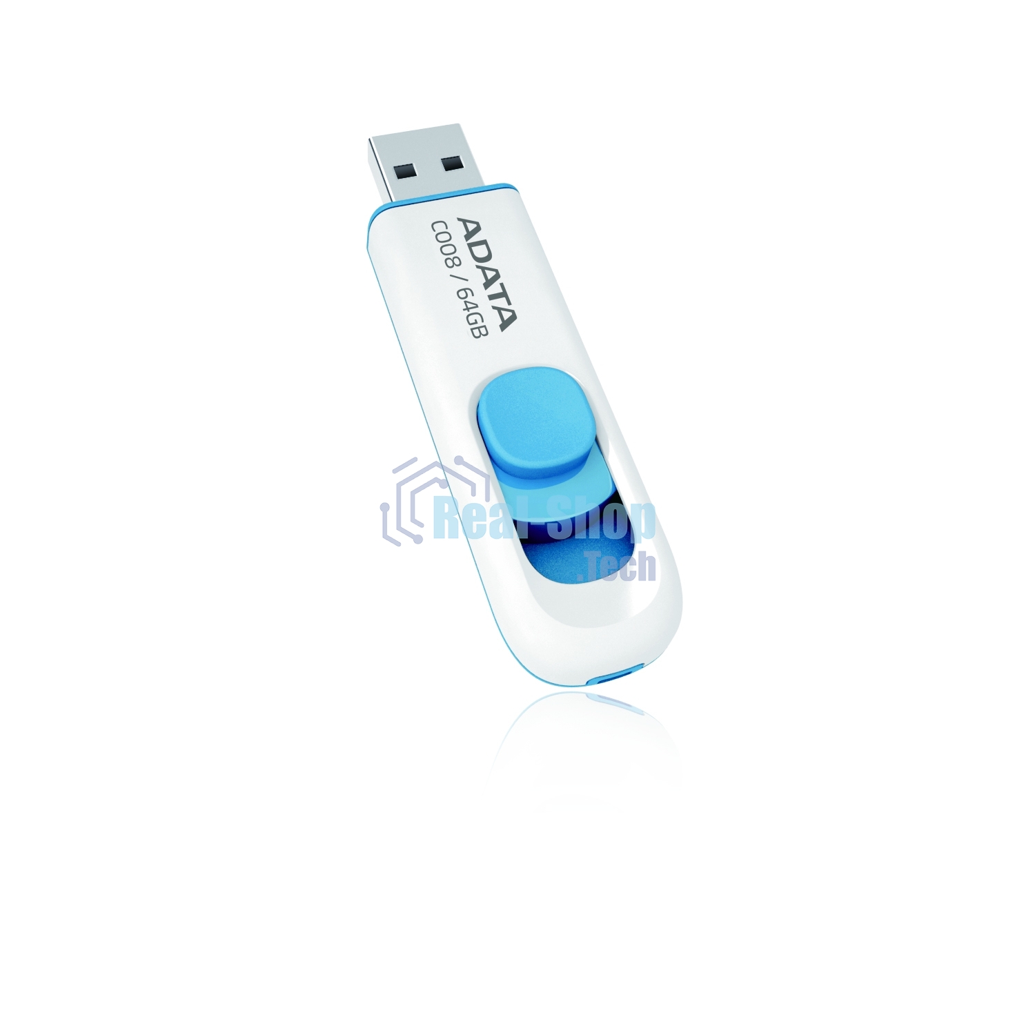 Флешка USB ADATA С008 (AC008-64G-RWE), 64Gb, USB 2.0, R/W 15/5, белый/синий