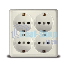 Розетка 4-м ОП Олимп с заземл. квадрат беж. UNIVersal 1171