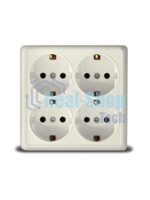 Розетка 4-м ОП Олимп с заземл. квадрат беж. UNIVersal 1171