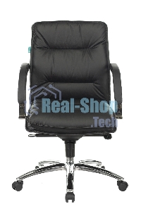 Кресло руководителя Бюрократ T-9927SL-LOW/BLACK черный, кожа, низкая спинка, крестовина хром