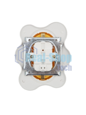 Розетка двойная Kranz HAPPY Яичница скрытой установки, с заземлением и защитными шторками, желтая/белая