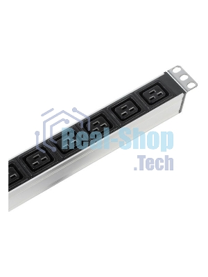 Верт блок розет Rem-16 с авт 16А 10 Shuko 10IEC60320 C19 16A алюм 33-38U 3м