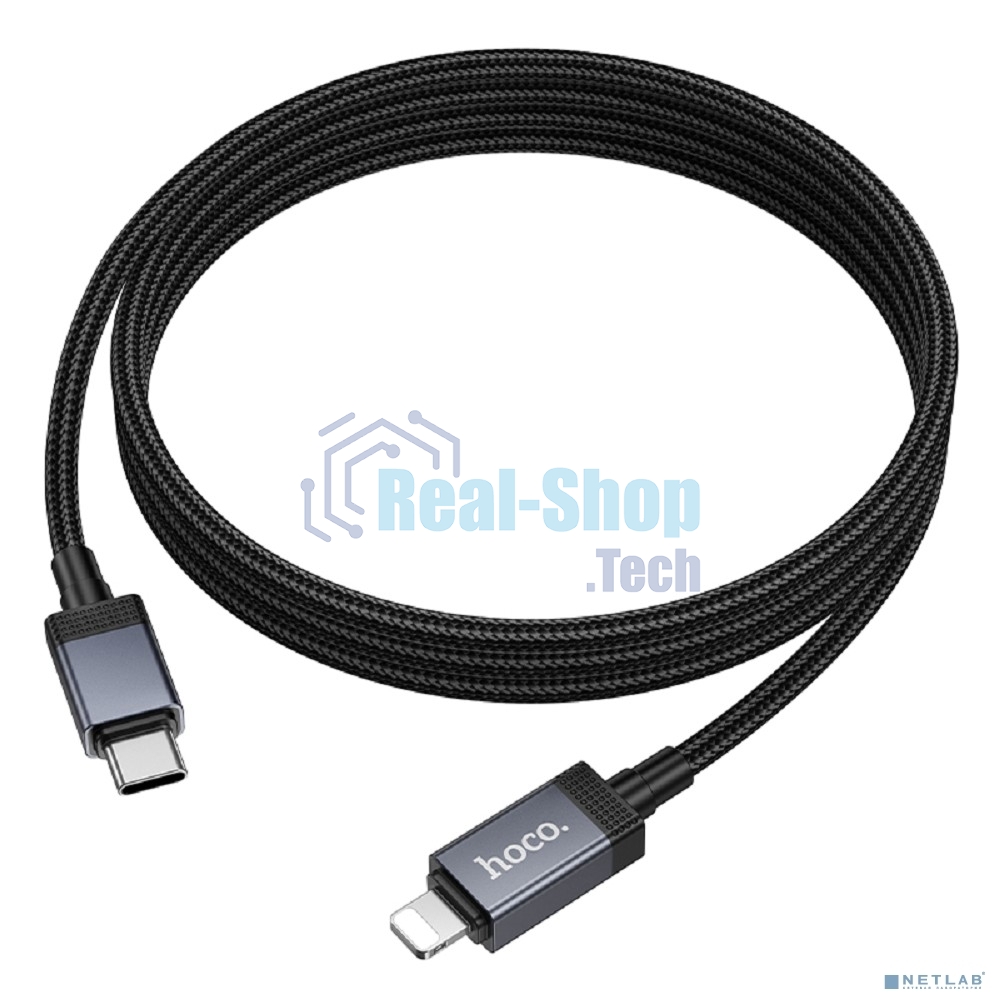 Кабель USB2.0 Hoco Type-C/Lightning, 2.4А, 27Вт,с дисплеем, X118, 1м, черный, коробка