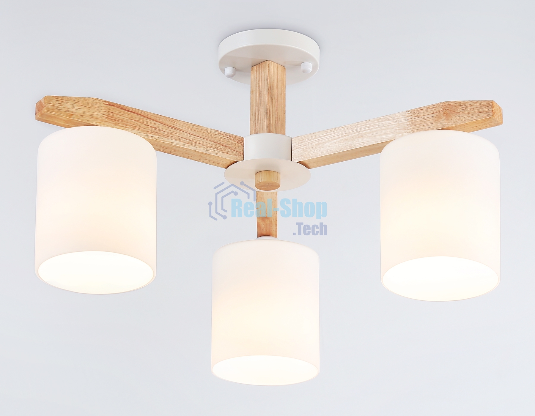 Светильник Ambrella light TR83112/3 WH/LW белый/светлое дерево E27/3 max 40W D580*320