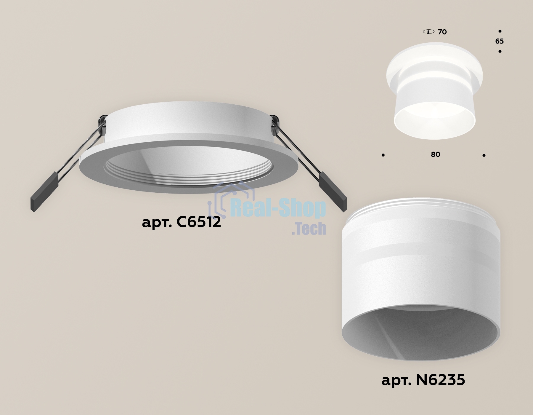 Комплект встраиваемого светильника Ambrella light XC6512062 SWH/FR белый песок/белый матовый MR16 GU5.3 (C6512, N6235)