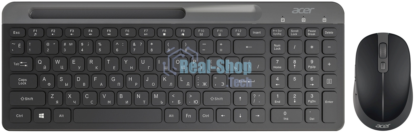 Комплект клавиатура+мышь Acer OCC402 беспроводной, USB, 1600 DPI, чёрный