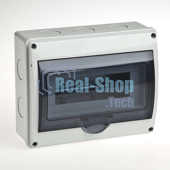 Бокс ОП Тусо 10мод. (4в) IP65 сер./дым. двер. Рувинил 69011