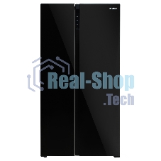 Холодильник Hyundai CS5003F черное стекло двухкамерный Side by Side 331/165л морозилка сбоку
