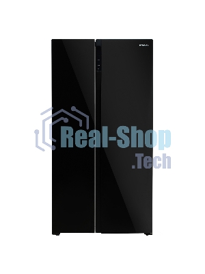 Холодильник Hyundai CS5003F черное стекло двухкамерный Side by Side 331/165л морозилка сбоку