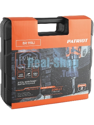 Дрель-шуруповерт аккумуляторная Patriot BR 119Li, Аккумуляторная, 12В, 2 АКБ