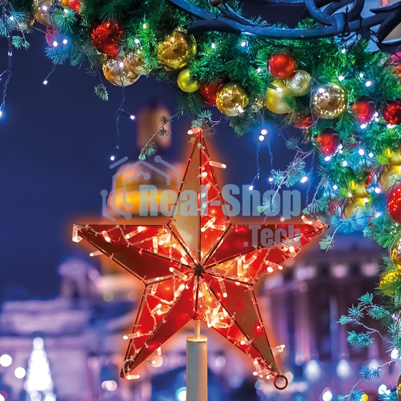 Светодиодная фигура Neon-night Звезда 100 см, 200 светодиодов, с трубой и подвесом, цвет свечения красный