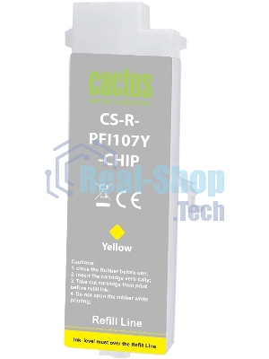 Картридж перезаправляемый струйный Cactus CS-R-PFI107Y-CHIP желтый (260мл) для Canon imageProGRAF iPF670/680/685/770/780/785 с чипом