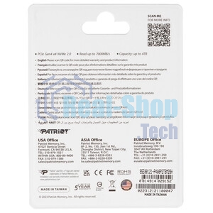 Накопитель SSD Patriot PCIe 4.0 x4 2Tb P400LP2KGM28H P400 Lite M.2 2280