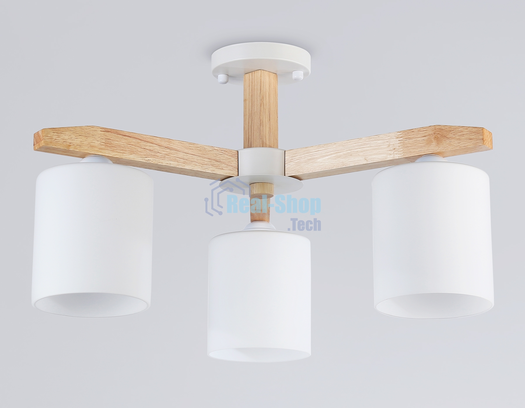 Светильник Ambrella light TR83112/3 WH/LW белый/светлое дерево E27/3 max 40W D580*320