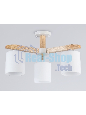 Светильник Ambrella light TR83112/3 WH/LW белый/светлое дерево E27/3 max 40W D580*320